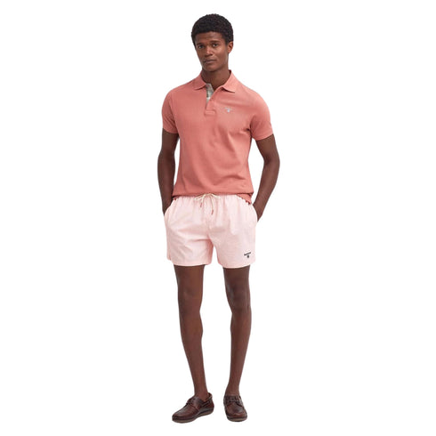 Barbour Polo Polo Uomo in cotone con finiture tartan Salmone P24-BARBOURMML0012-P55-M - Francavilla Moda